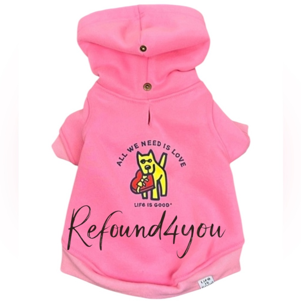 Life is good - ‘Valentine Hoodie - pink’ dog hoodie. SZ: Large. NWT